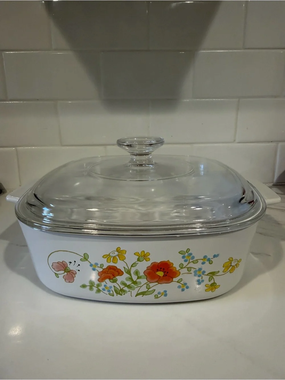 Vintage Corning Ware Wildflower A-2-B 2 Liter Casserole Dish Pyrex A-8-C Lid USA